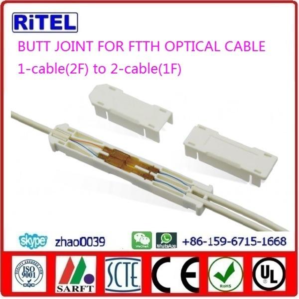 FTTH BUTT JOINT connection of 1-cable(2F) to 2-cable(1F) for drop fiber optic