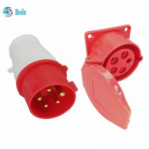 Cheap Industrial Plug 3 Phase Socket 5 Pins 3P+N+E 16A PP Material Housing Brass Contact Pins for sale