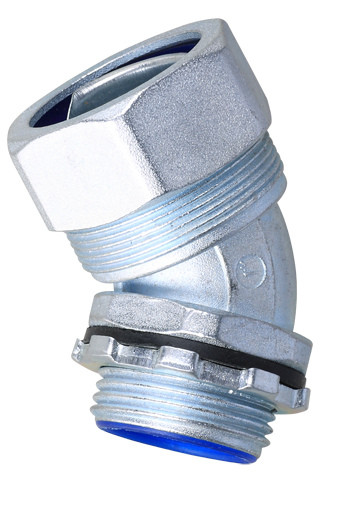 Plum Type 45 Degree Angle Flexible Conduit Liquid Tight Connector , Fleixble