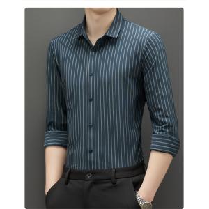 2022 Men's Black Plain Custom Summer Long Sleeve Formal Shirts Slim Fit Cotton