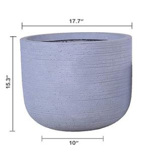Grey Mottle Lightweight Tall Oval Concrete Planter Pots | Unique Design |