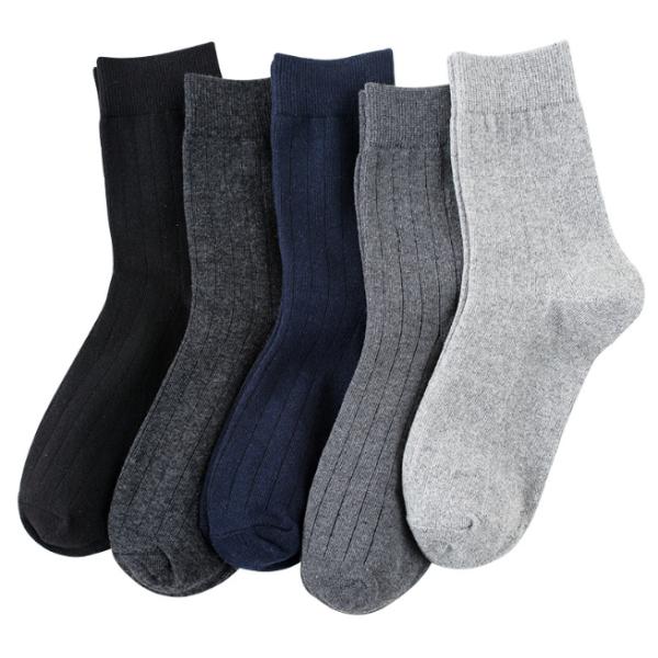 Plain Color Thermal Trendy Mens Socks Cotton Comfortable Knitting For Business Men