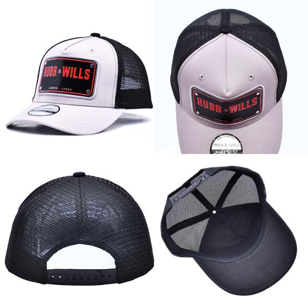 Quality Structured 5 Panel Trucker Cap Embroidered Debossed Metal Badge Eyelets wholesale