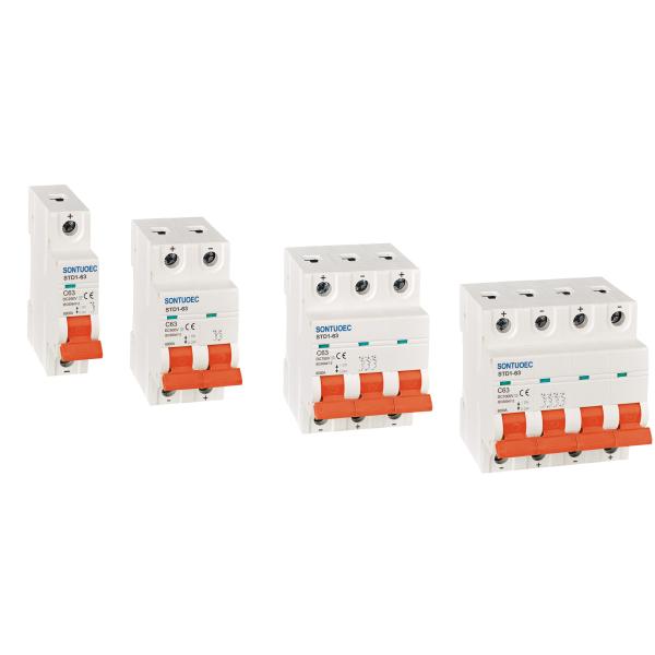 63A DC MCB Circuit Breaker , Din Rail Mount Circuit Breaker 6KA 1P 2P 3P 4P