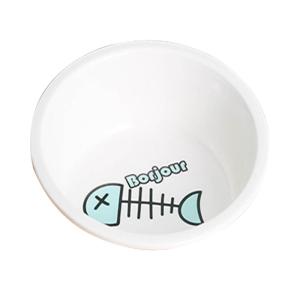 China Brazil Bamboo Stand Pet Ceramic Bowl 17*14*8.5cm Paws Fish Double Dog Bowl Stand Ceramic Dog Bowls on sale