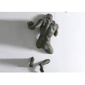 Life Size Patina Cast Bronze Wall Mounted Man Sculpture