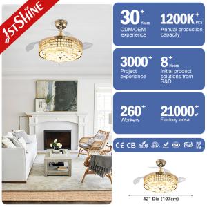 Three Blades 107cm Folding Chandelier Ceiling Fan Retractable Blades