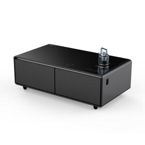 Cheap Black Modern Multifunction LED Coffee Table with 135L Refrigerator and Phone Charger for sale