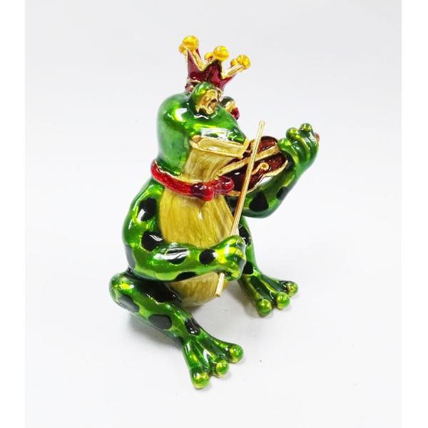 Mini Metal Frog Trinket Box Hinged Hand-Painted Animal Crystal Rhinestone Frog Jewelry Trinket Box Wedding Lady's Gift
