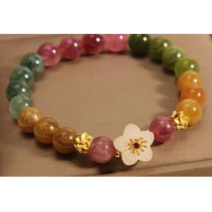 14cm - 16cm Colorful Tourmaline Bracelet Jade Flower Bracelet