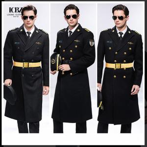 Property Security Work Uniform 100% Cotton Aviation Captain Black Woolen Coat