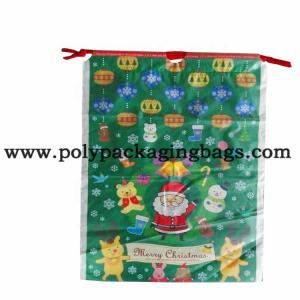 Gravure Printing 100mic Frosted Plastic Drawstring Bags Customized Logo