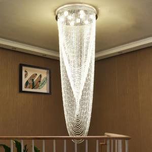 Luxury Stair Chandelier Lighting Crystal Tassel Indoor Lighting Restaurant Lobby