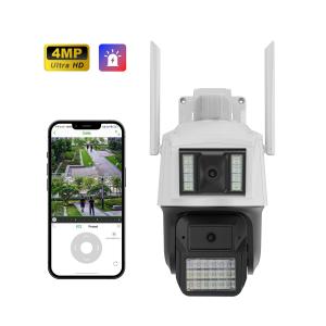 China Outdoor Dual Lens AI Wireless Ip Dome Camera HD Cctv Wifi Dual Light Camera Smart Two-way Audio PTZ Security Camera on sale