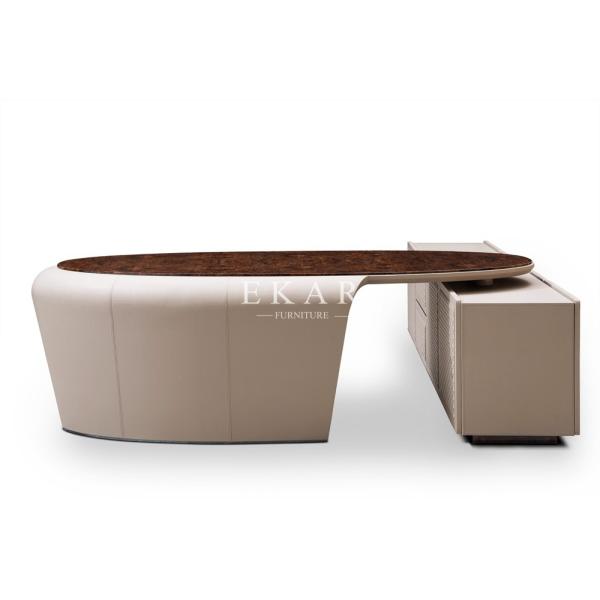 Quality High Gloss Wooden Table Top Leather Home Office Desk W001S28 wholesale