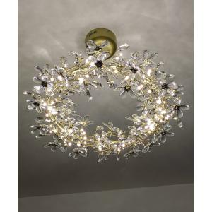 Crystal Chandelier LED Home Decor Lamp Round Flower Creative Design tree branch