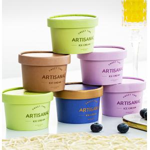 Low MOQ Customized logo Paper cup for Ice Cream,dessert bowl with lid,ice cream