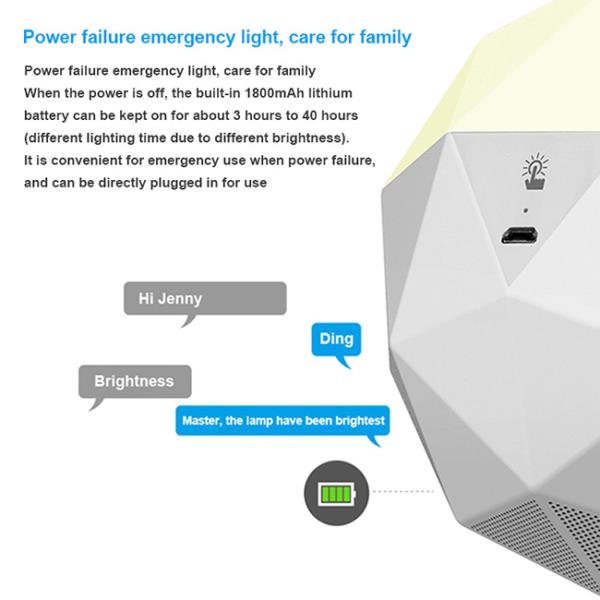 Childrens Night Light Voice Controlled Diamond Lamp With 1200mAh Rechargeable Battery