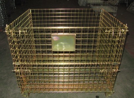 Quality Industrial warehouse folding stackable storage wire mesh basket container wholesale