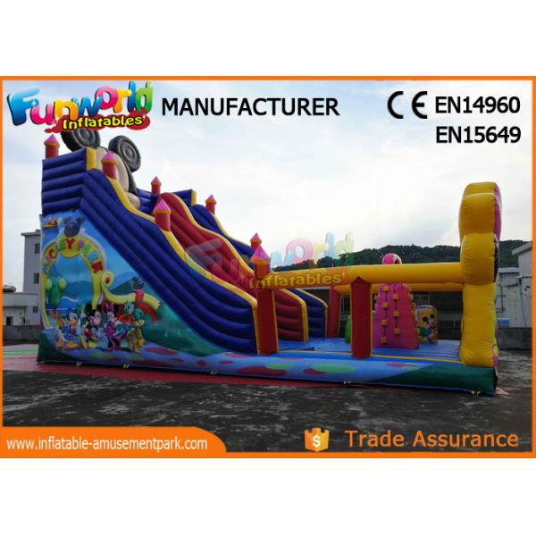 Pvc Mickey Mouse Commercial Inflatable Bounce House With Slide Easy To Carry
