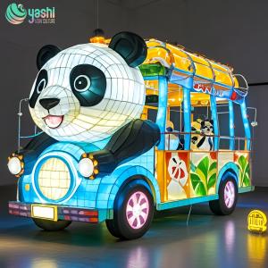Hot Selling Steel Wire Cloth Fabric LED Lantern Panda Sightseeing Bus Colorful