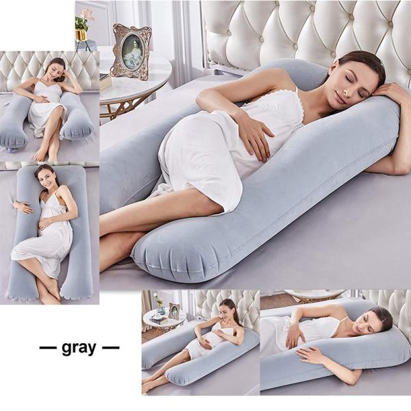 LC Flocked PVC Soft Inflatable Pregnancy Pillows U Shaped Full Body Maternity Pillow Inflatable Pregnancy Pillows for Sleeping