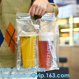 China Drink Handle Bags, Cup Hanging Tote Bag, Store Milk Tea Coffee Green Cup Cover Cartoon Plastic Tote Bag on sale