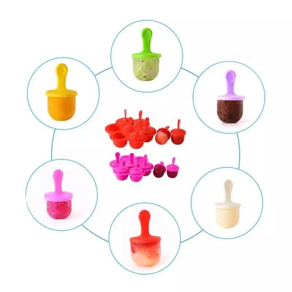 Food Grade Silicone Ice Mold 7 Hole Popsicle DIY Ice Cream Box Silicone Popsicle Mold