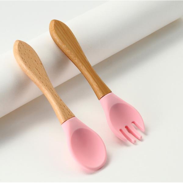Custom Silicone Forks And Spoons , Silicone Baby Food Set For Toddler Weaning