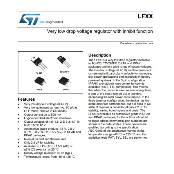 LF120ABDT-TR Linear Voltage Regulator IC Positive Fixed 1 Output 500mA DPAK