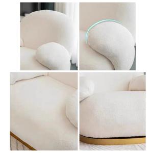 Fur Pumpkin Leisure Lazy Sofa Chair Unwind Flannel Fabric Stainless Steel Bottom