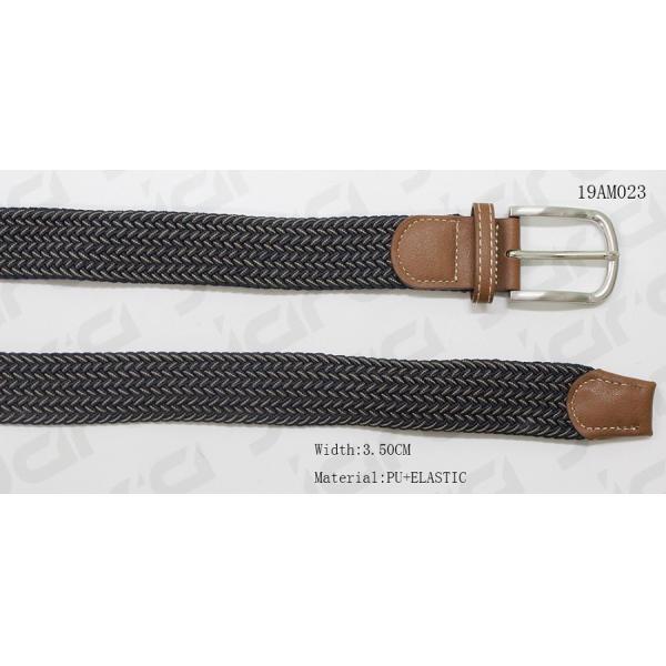 Quality Nickel Satin Buckle Mens Elastic Belt With Tan PU Part wholesale