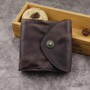 Three-Fold First-Layer Vegetable Tanned Leather Men's Wallet Japanese Style and