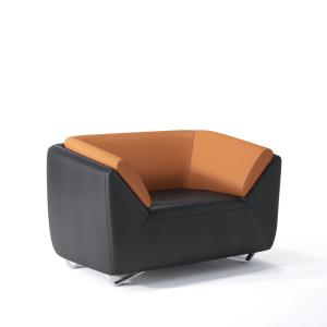 Genuine Leather Single Sofa Grey Orange 0.7CBM Volume