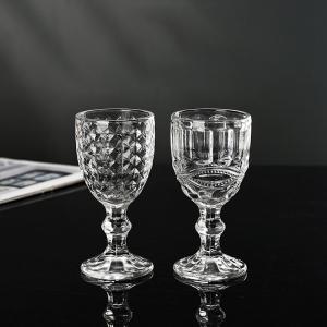 Embossed Red Wine Glass Goblets Glassware Grey ODM