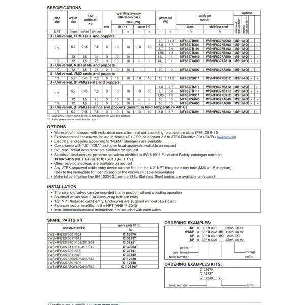 Stainless Steel WSNF8327B102MO ASCO Flameproof Solenoid Valve 3 Way 2 Position
