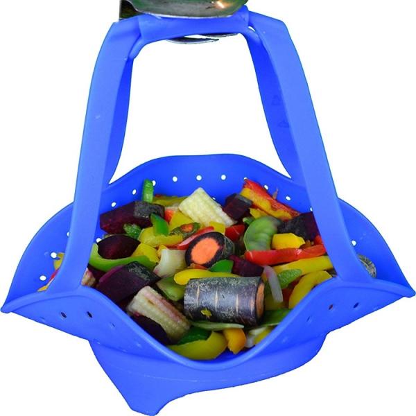 Quality 100% Food Grade Custom Wholesale  Silicone Cooking Steamer Anti-bacterial Steamer Tray With Handle wholesale