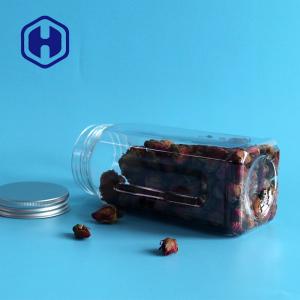 580ml Square PET Plastic Jar For Food Airtight Wide Mouth Empty Aluminum Screw