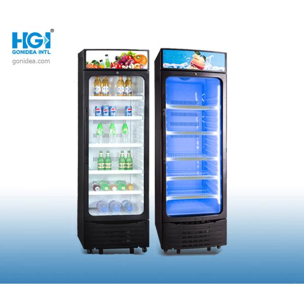 350L Fan Cooling Supermarket Vertical Single Door Cooler Beverage Display Showcase Fridge