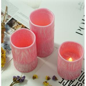Remote Control Pink Flameless Candles Set For Party Decor Realistic Wax Battery