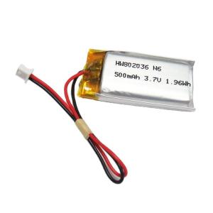 802036 1.85wh Lithium Polymer Battery Pack High Capacity 3.7V 500mah