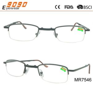 2018 new style fanshionable half rim reading glasses with metal frame, Power