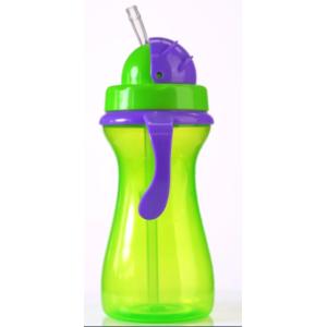 China Green Purple 9oz 290ml Baby Weighted Straw Cup With Handle on sale