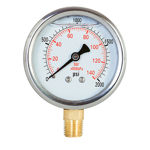 Quality 6.3cm 2.5in Glycerin Liquid Filled Pressure Gauges 2000psi SS304 wholesale