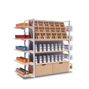 Metal And Wood Double Sided Supermarket Gondola Shelf BSCI SGS