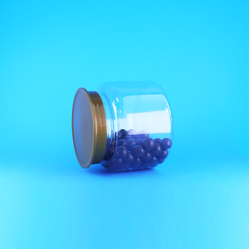 PET Round Wide Mouth Transparent Plastic nuts cookies jars With Screw brown Caps