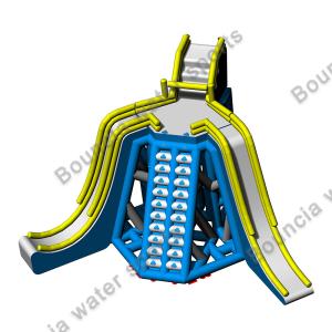 Giant Inflatable Water Jumping Tower With Slide For Lake