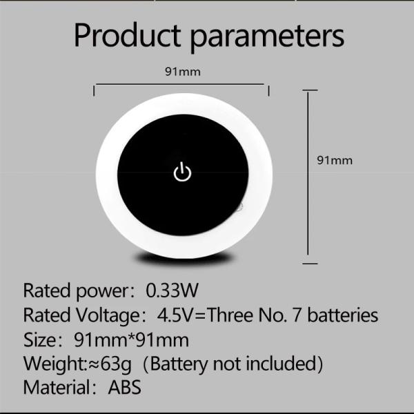 Magnet Attach Dimmable 91*91MM 0.33W Touch Sensitive Night Light Three Color
