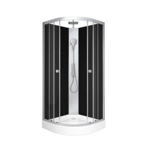 Circle Quadrant Shower Cabin with white acrylic tray and roof 85X85X225cm