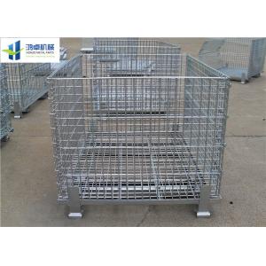 Euro Warehouse Wire Mesh Container Wire Folding Bulk Containers With Wooden